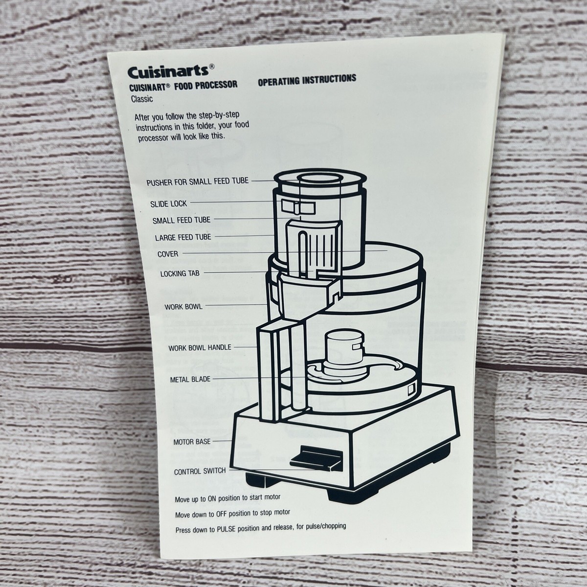 Cuisinart Food Processor Classic Operating Instructions Manual