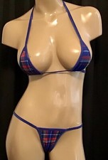 Exotic Dance wear Stripper School Girl Plaid Micro Style Thing Set Made In USA