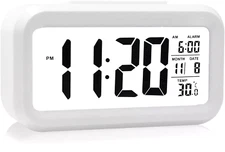 Digital Alarm Clock Battery Operated/Night Light/Indoor Temperature, Small Digit