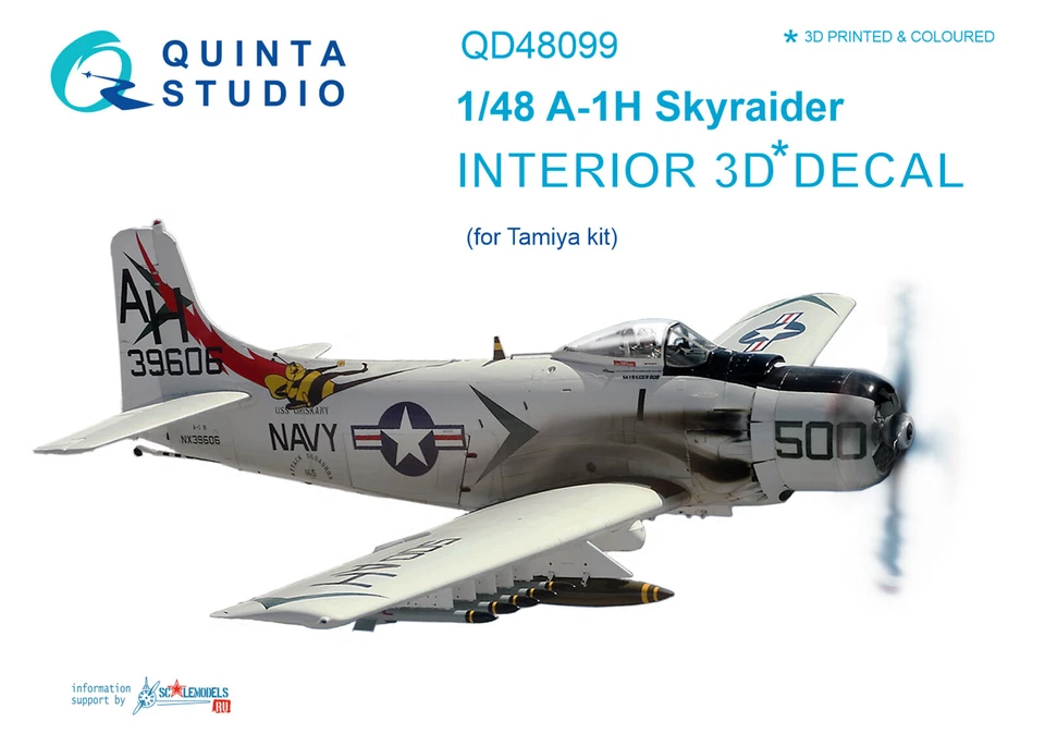 FÜNFTES STUDIO Quinta Studio 1/48 A-1H 3D-gedruckter & farbiger Innenraum (für Tamiya-Kit)