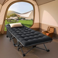 Adults Folding Sleeping Cot Guest Bed Heavy Duty Portable Cots Camping with Mat