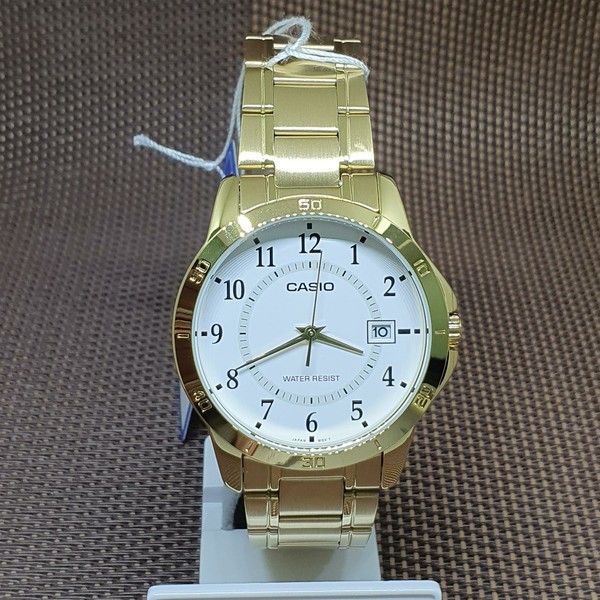 Casio MTP-V004G-7B WeißEs Zifferblatt Edelstahl Analog Datum Quarz Herrenuhr-image