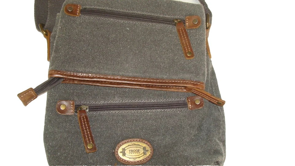 Troop London -Classic Canvas Across Body Bag - Charcoal - Image 3 of 4