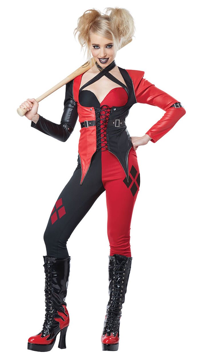 Psycho Jester Clown Harley Quinn Adult Comic Halloween Costume