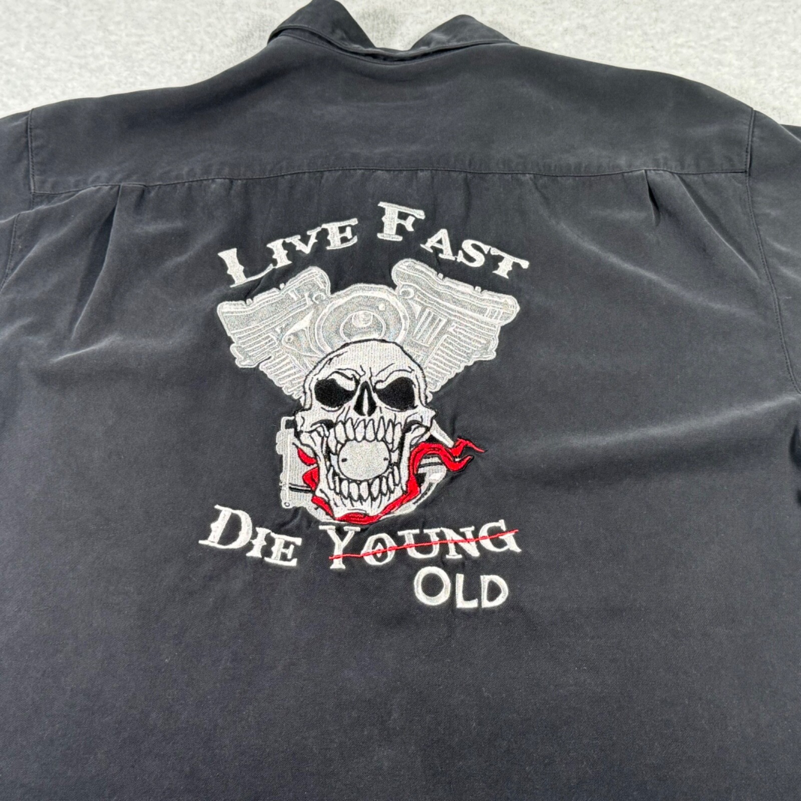 FILA Maglietta J Rowe Adulto Nera Grande Abbottonata Moto Live Free Die Oldk Sil