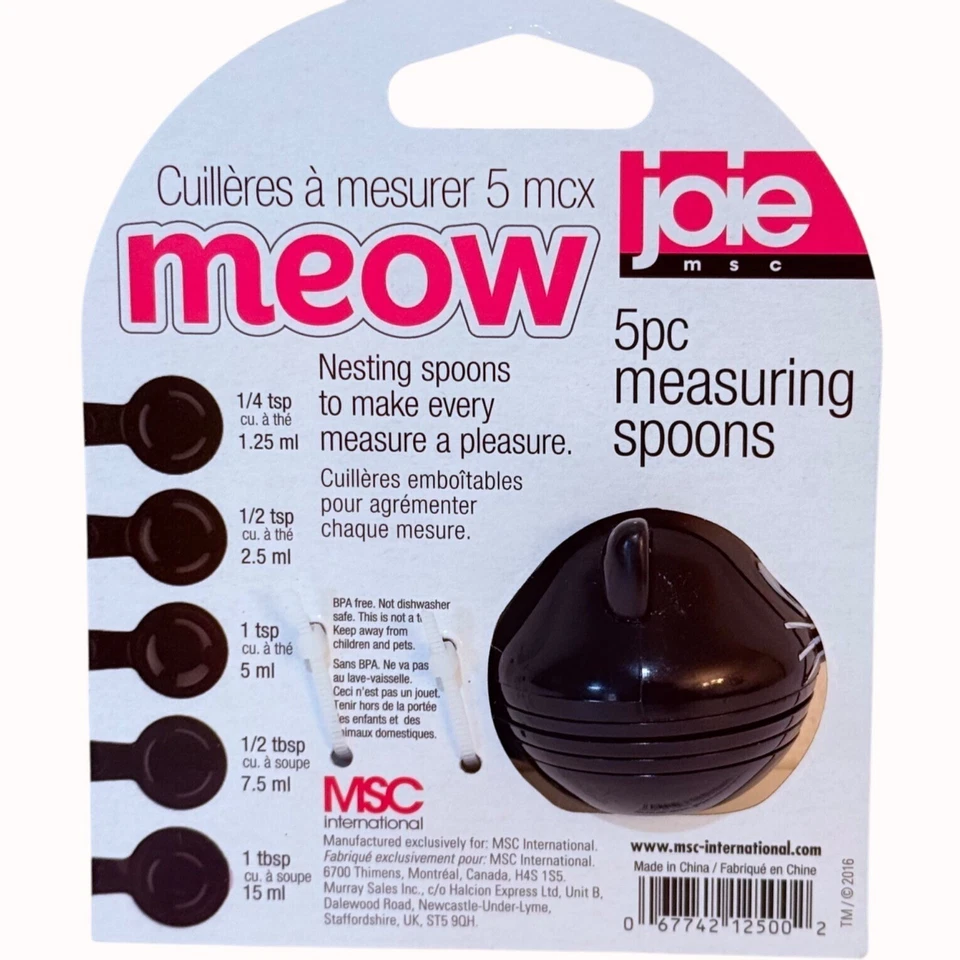 Joie Meow Cat Measuring Spoons Set Nesting Kitchen Gadget Gift Cooking Baking - Image 3 of 4