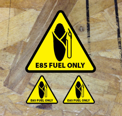Attention E85 Fuel Only ! Sticker Decal Triangle Vinyl Ethanol Gas Label Warning