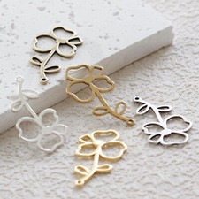 Premium Plated Laser Cut Solid Brass Charm - Flower 27.4x15.3mm 4906C-3 