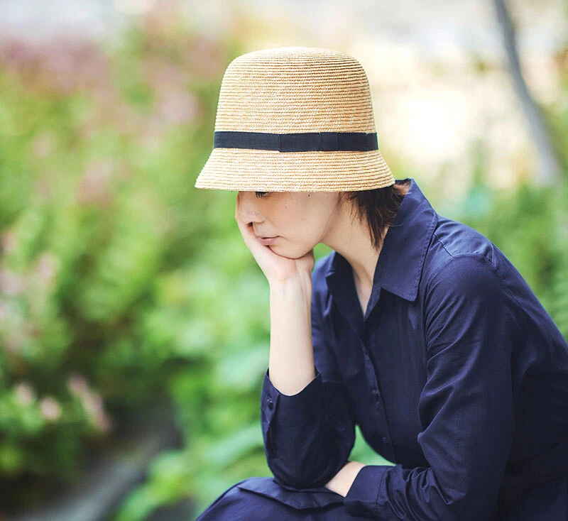 Tanaka boushi Hat Fico mini Casablanca natural×beige ribbon 57cm