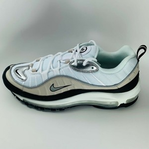 air max 98 w white silver  and  black