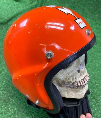 Rare Vtg Orange McHal MACH II Whisper Jet Kawasaki Helmet