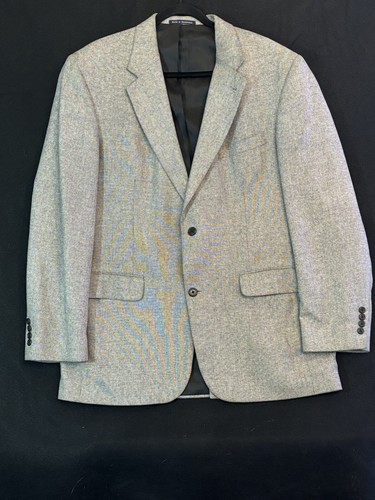 Lands End 42L Mens Sport Coat Blazer Jacket Silk Wool Blend Gray - Picture 4 of 19