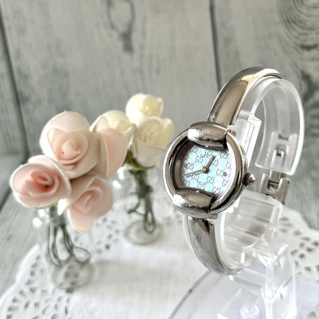 GUCCI グッチ 1400L ピンクシェル GG柄 腕時計 レディース