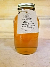 Raw Honey 5 lb (2.27kg)-100% Raw, Wildflower, Local, Organic,Unfiltered in GLASS