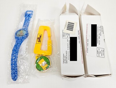 Kellogg's Simpsons Cereal Prizes Bart Watch and Carabiner Clip New w Mailer 2002