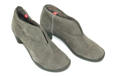 Camper Femme Chaussures Bottes Talon Sz 7 Europe 37.5 Gris Cuir Daim S9285 - Photo 1/4