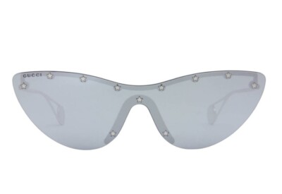 New GUCCI GG0666S Silver RIMLESS Gold STAR STUDDED CAT-EYE
