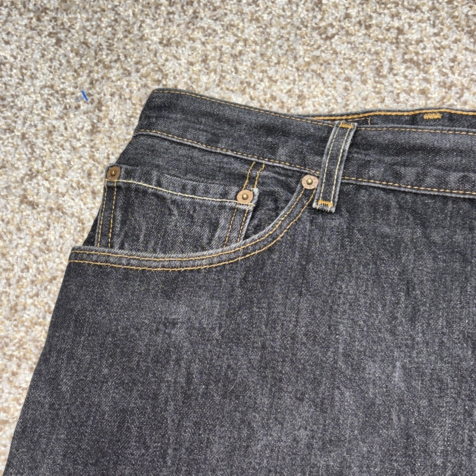 Levis Strauss 501 50 X 34 Fits 46 X 31 Button Fly Black Denim Cotton Jeans - View 3