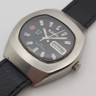 PROJECT TO FIX RADO FACETED GREEN HORSE DAY DATE AUTOMATIC MENS SS WATCH