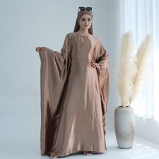Women Muslim Long Dress Batwing Sleeve Abaya Dubai Turkey Kaftan Headscarf Gown