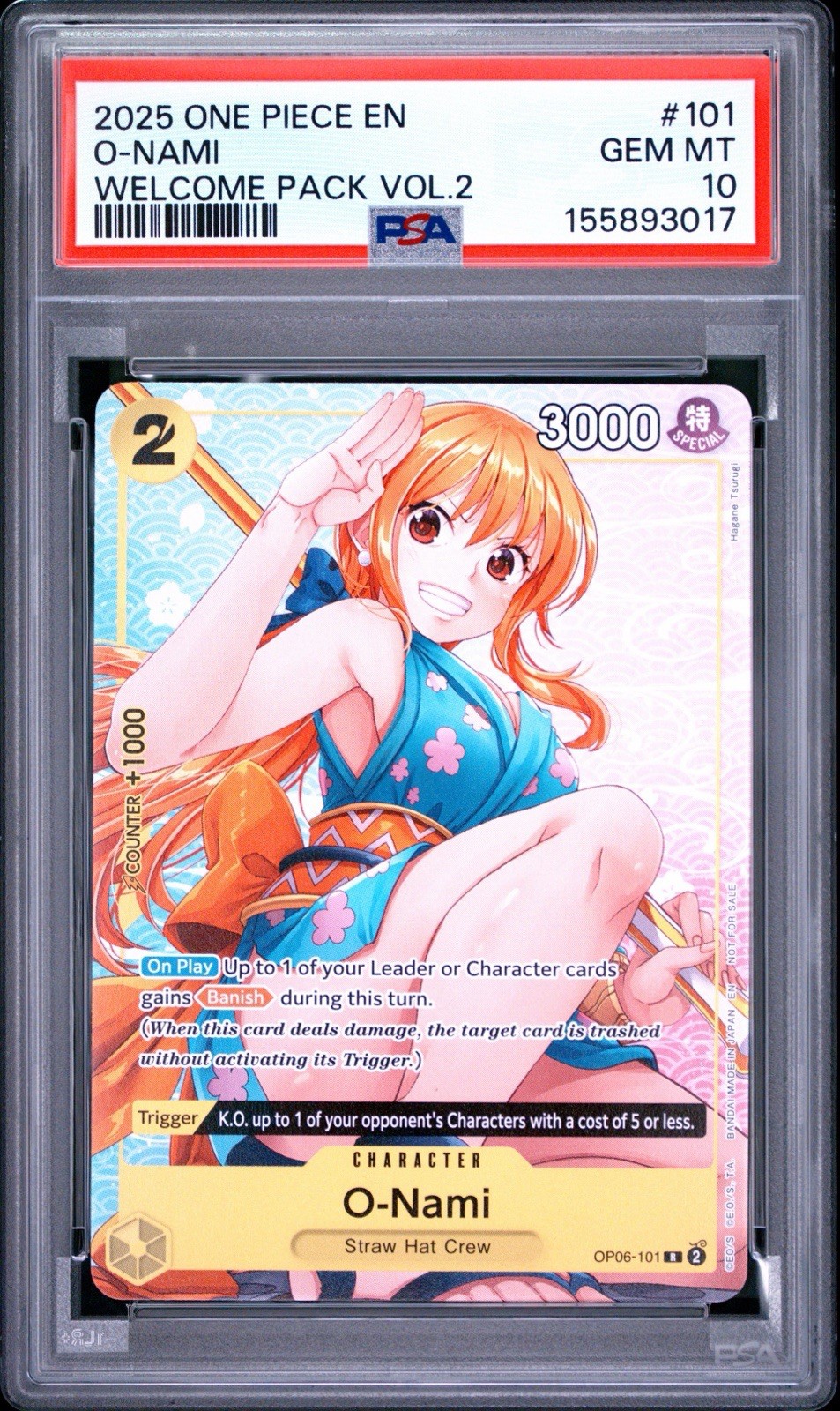 2025 ONE PIECE WELCOME PACK VOL.2 #101 O-NAMI PSA 10