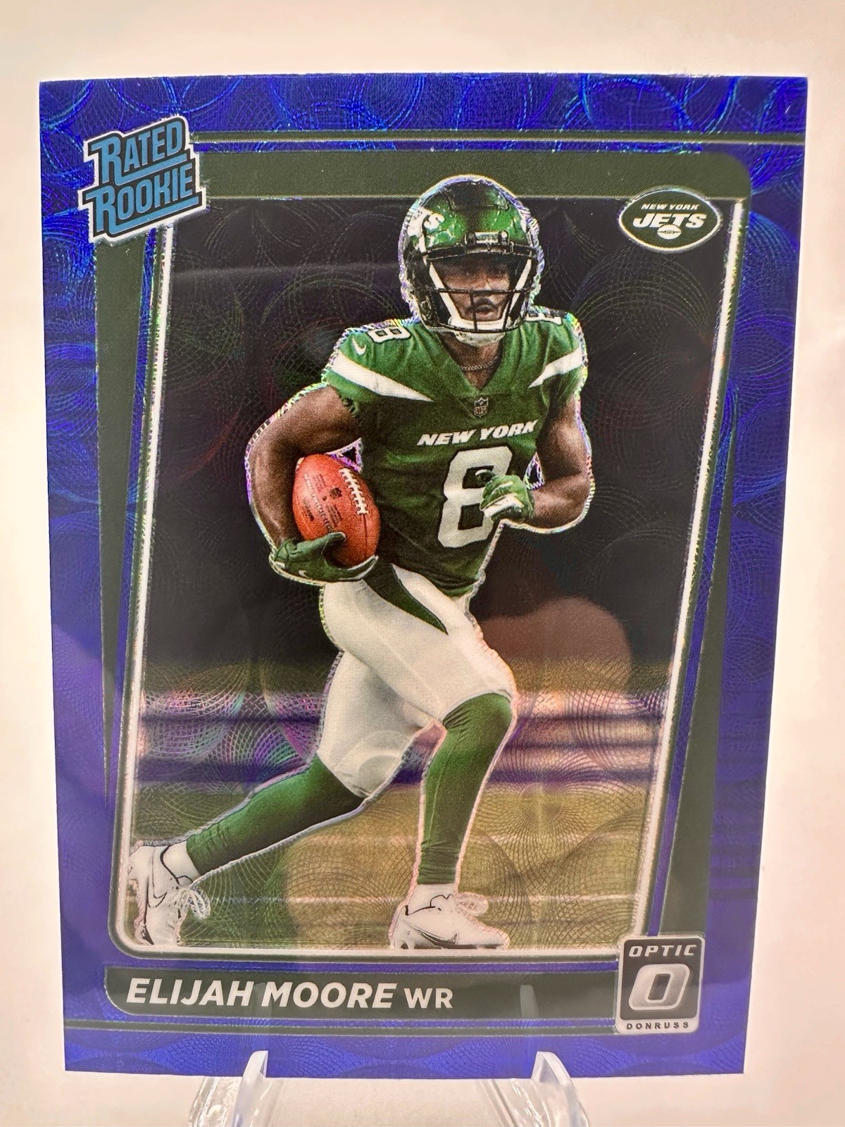 2021 Panini Donruss Optic - Rated Rookie Elijah Moore #216 Blue Scope Prizm (RC)