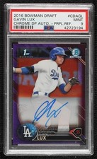 2016 Bowman Draft Chrome Pick Purple Refractor Gavin Lux PSA 9 MINT Auto yf1