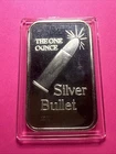 1 oz Vintage "The One Ounce Silver Bullet" Art Bar  .999 Fine Silver & Capsule