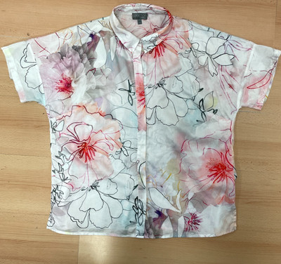 SELECTION by ULLA POPKEN Damen Hemd Top Bluse Mehrfarbig Geblümt DE 46 / 48