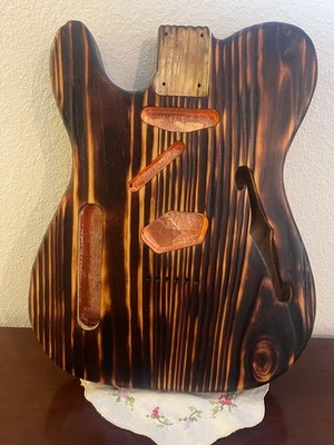 LH Telecaster Thinline Body - Yakisugi / Shou Sugi Ban (Charred Pine) Barncaster