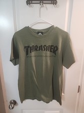 THRASHER Skateboard Magazine T-Shirt Skater Adult Medium M Green