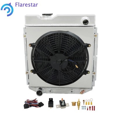 3 Row Full Aluminum Radiator+Shroud Fan Relay Kit For Ford Falcon Mustang 60-65