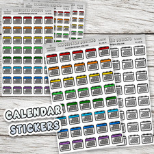 Calendar Stickers, Mini Icon Reminder Planner stickers, Journals, Scrapbooks