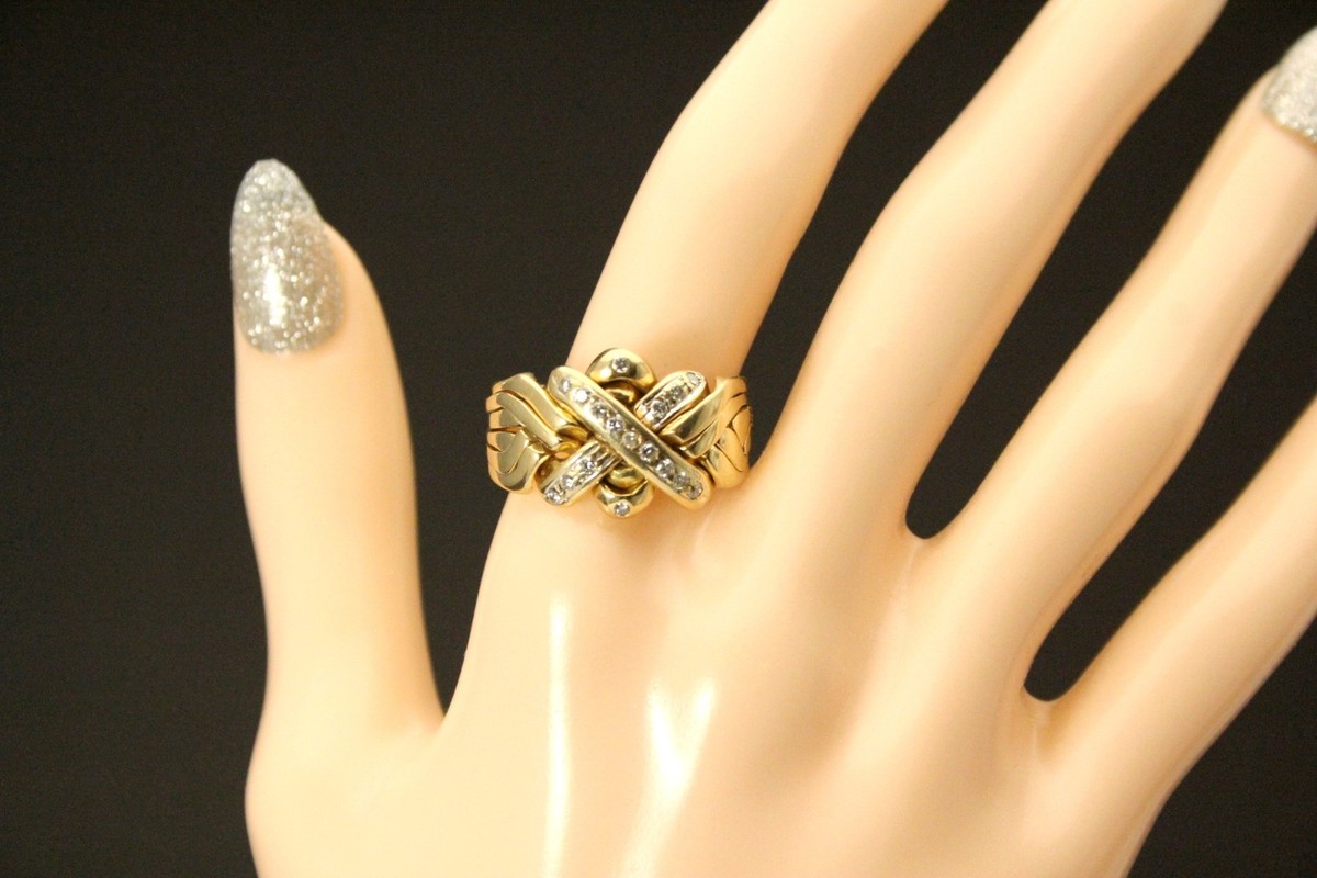 6 Six Piece Interlocking 18K Yellow Gold Puzzle Ring 13.9 grams
