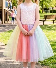 Rare Editions Girls Multicolor Sequin Bow Tutu Dress Sleeveless Size 8