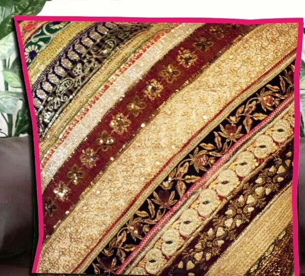 30" Handmade Patchwork Beaded Embroidered Throw Living Room Cushion Pillow Cover
