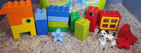 Retired 2009 LEGO Duplo 5416-2 Brick Box-Green tub with lid & Dalmatian-complete