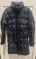 The North Face Long Puffer Jacket Women Small Blue Goose Down 600 No Hood - Read