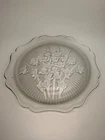 Jeannette Iris & Herringbone Clear Platter 12in Depression Glass Flowers/Leafs