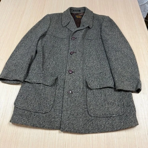 Vintage Tweed Wool Car Coat 42 Shooting 70s Jacket Yugoslavia Phillippe Vartin L video thumbnail