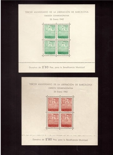SPAIN BF n 3 et 4 (Ed 38/39) 3° ANNIV LIBERATION BARCELONA 1942 (*)