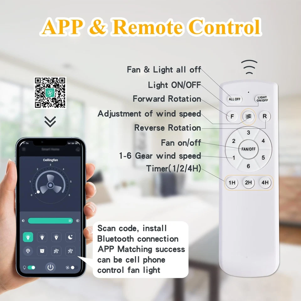 Boho Ceiling Fan with Light Rattan Flush Mount Ceiling Fans with Remote Contr... - Image 4 of 4