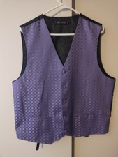 Umo Lorenzo Formal Wear RN 105433 Purple/Black Soft-Button Vest - Size XL