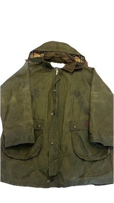 Burberry Wachs Jacke Herren Gr. XL Grün Nova Check Kord Kragen Vintage 163