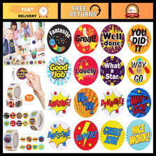 1000 Fun Reward Stickers for Kids - Motivational Classroom Labels, 16 Designs