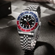 Luxury GMT515-24H Watch Bubble Mirror Glass BGW9 Super Luminous Stainless Steel 