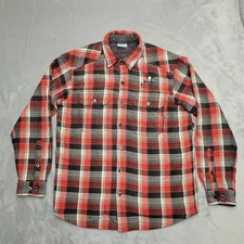 Columbia Shirt Jacket Men M Red Plaid Long Sleeve Sherpa Shacket Big Sky Brewing