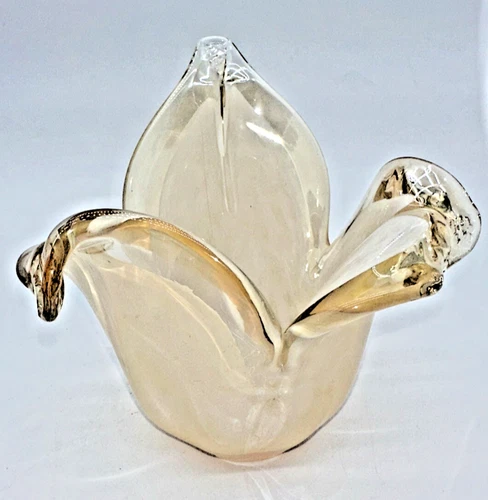 VTG Signed Lavorazione Murano Italy Art Glass Tulip Vase  Petal edge SEE VIDEO