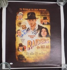 RAIDERS OF THE LOST ARK Signed RHYS-DAVIES & ALLEN 22x24 Canvas Poster JSA 💎COA