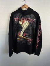 Ed Hardy Cobra Snake Love Kills Slowly Pullover Hoodie Y2k Style Men Size Large